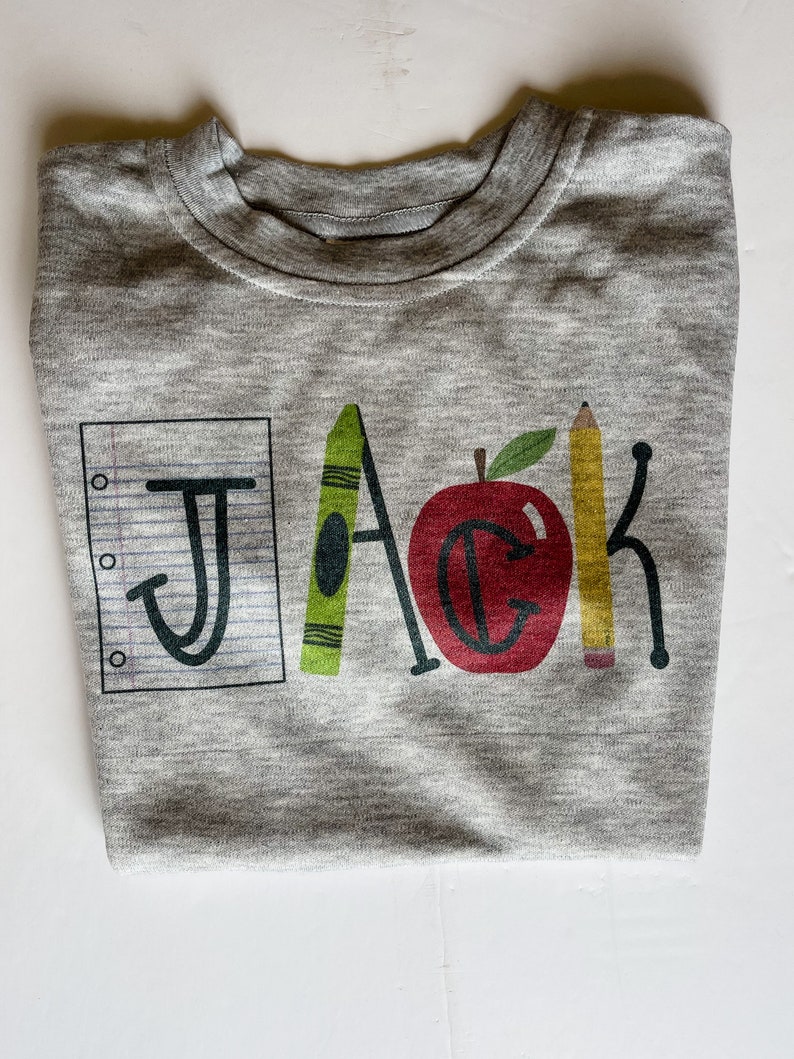 Kids back to school shirt, personalized toddler school shirt, first day of school shirt Gray