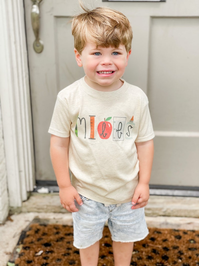 Kids back to school shirt, personalized toddler school shirt, first day of school shirt Oatmeal