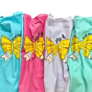 Girl's coquette back to school shirt, customized grade, teacher tee, custom school shirt, pencil bow tshirt, girls back to school tshirt image 10
