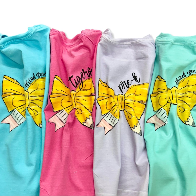 Girl's coquette back to school shirt, customized grade, teacher tee, custom school shirt, pencil bow tshirt, girls back to school tshirt image 10