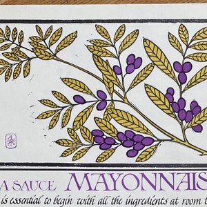 La Sauce Mayonnaise, David Lance Goines, Thirty Recipes Suitable for Framing, purple olives