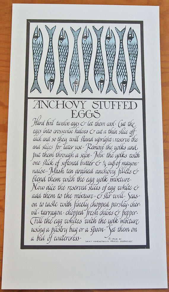 Anchovy Stuffed Eggs, David Lance Goines, Alice Waters, Recipes