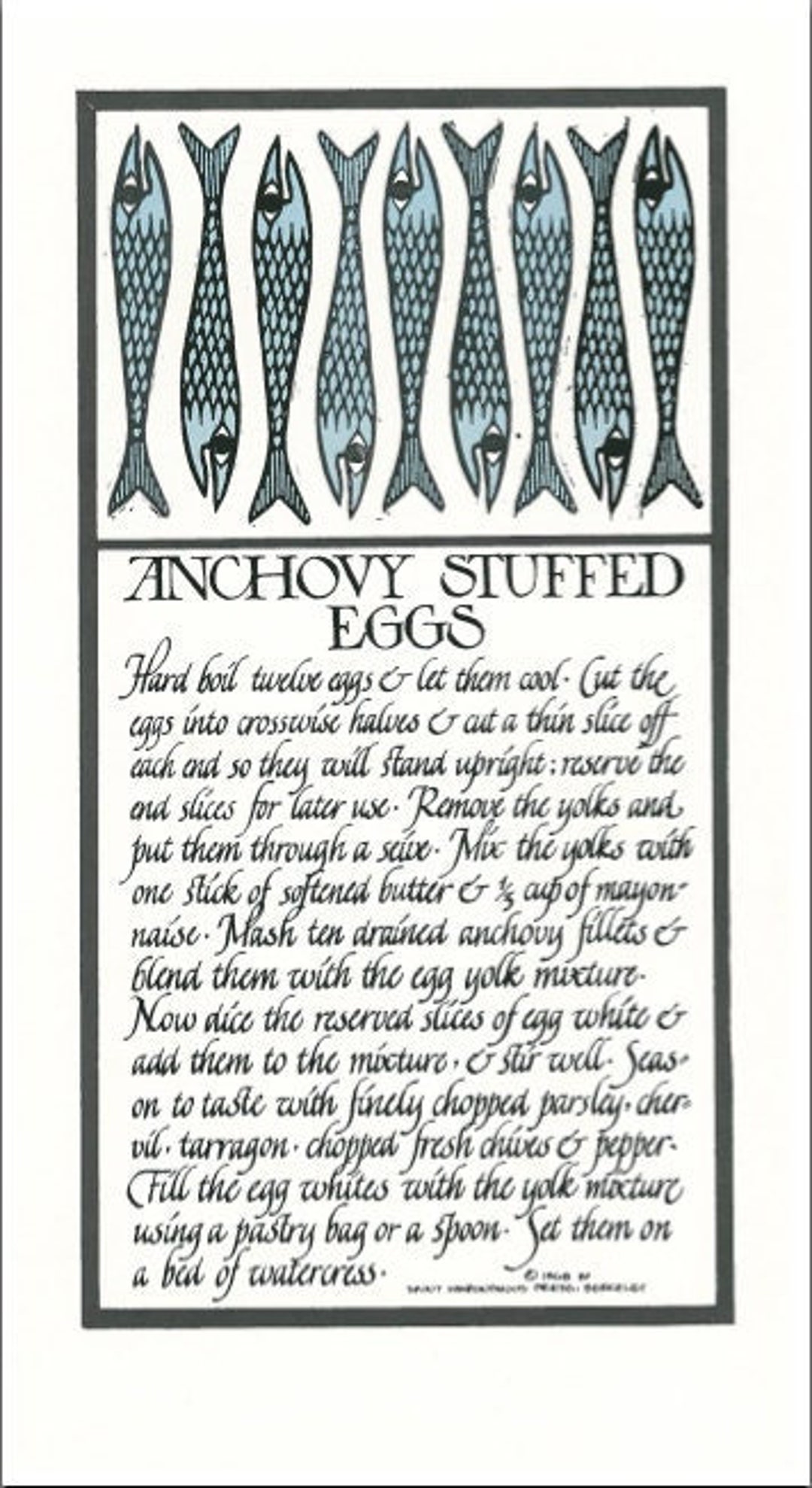Anchovy Stuffed Eggs, David Lance Goines, Alice Waters, Recipes