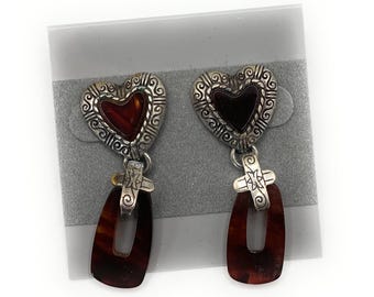 Brighton Vintage Burgundy Heart Post Earrings - 0137