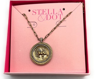 Goldtone Coin Hertiage Layered Pendant Stella & Dot Necklace -N1109G