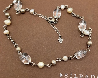 N1602 Retired Silpada Glass/pearl/ Silver Necklace