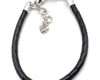 Brighton zwarte leren bedelarmband - 5351