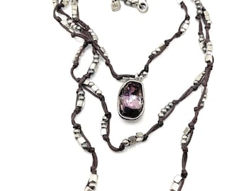 Un ode 50 Wine Crystal Multiple Strand Necklace - (m20) 7625