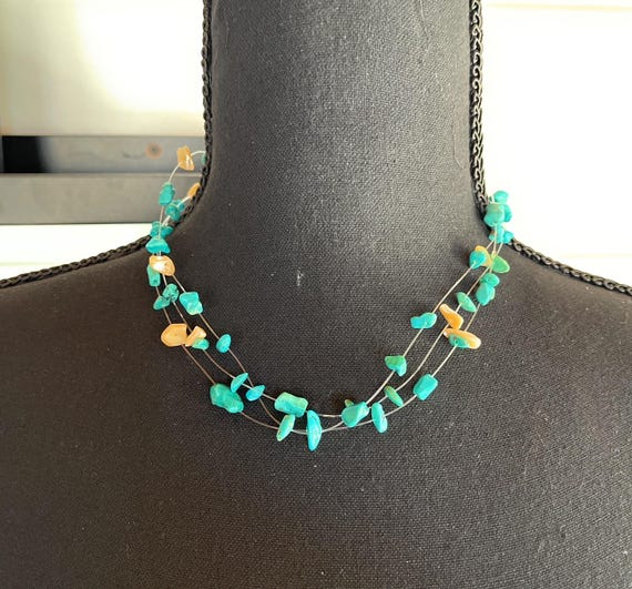 N1333 Retired Silpada Tri-strand Turquoise Necklace Israel