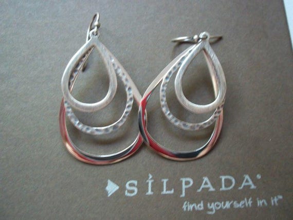 W1576 Retired Silpada Tri-Textured Sterling Silver Earrings