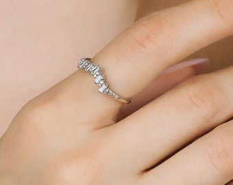 Baguette Cut Diamond Ring, 14K Gold Diamond Wedding Band, Diamond Eternity Ring, Engagement Ring, Baguette Cut Diamond Wedding Band