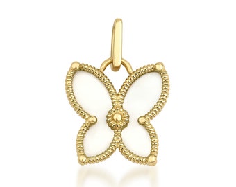 Butterfly Necklace, 14K Solid Yellow Gold Butterfly Necklace, White Enamel Butterfly Necklace, Butterfly Charm , Butterfly Pendant