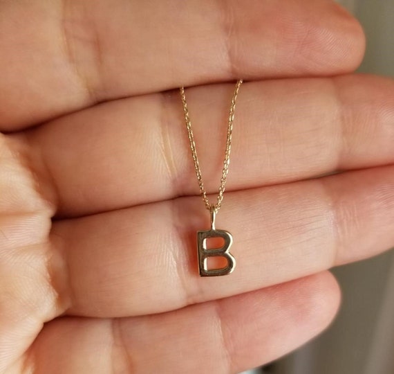 Diamond Initial Necklace | Letter B Initial Necklace In 14K Yellow Gold |  SuperJeweler