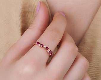 Ruby Ring, 14K Gold Ruby and Diamond Ring, Diamond Wedding Ring, Wedding Band, July Birthstone, Gemstone, Womens Ring, Pear Shape Ruby Ring