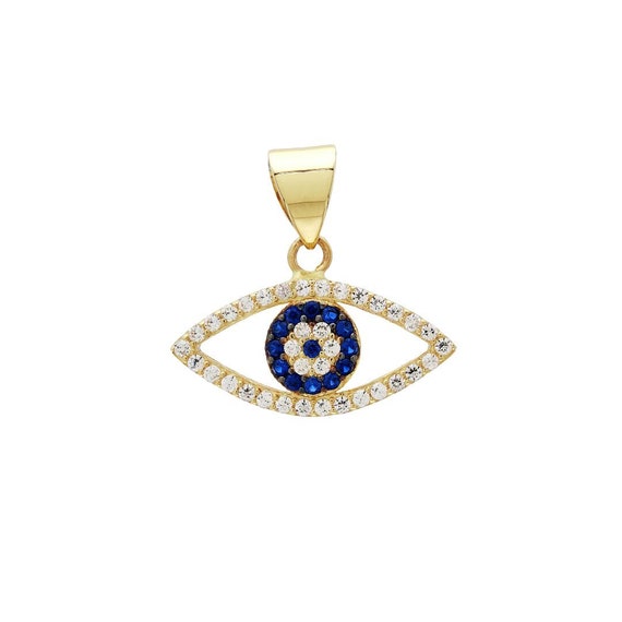 14k Yellow Gold Evil Eye Charm with Cubic Zirconia 14k Yellow Gold Evil Eye Charm with Cubic Zirconia