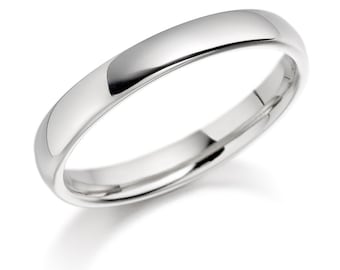 14K Solid White Gold Wedding Band,Plain Wedding Ring for Men and Women, Classic Dome Wedding Bands, 4mm 10K 14K 18K White Gold Wedding Rings