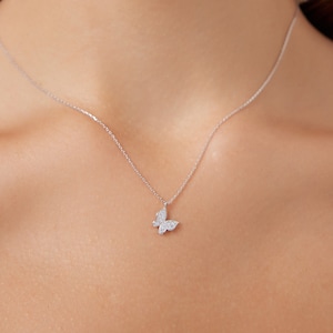 Small diamond butterfly necklace discount