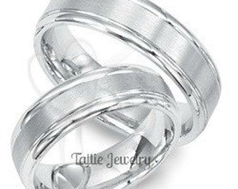 His and Hers Platinum Wedding Rings,  Matching Wedding Band Set