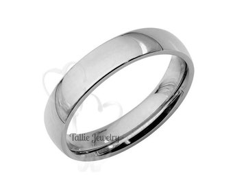 Platinum Wedding Band, Platinum Wedding Ring, 4mm Dome Plain Platinum Mens & Womens Wedding Bands, Rings for Men, Rings for Women