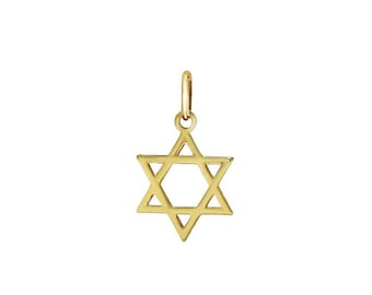 Star Of David Necklace, 14K Solid Yellow Gold Star Of David Necklace, Jewish Star Necklace , Star Of David Pendant, 17.50mm x13mm