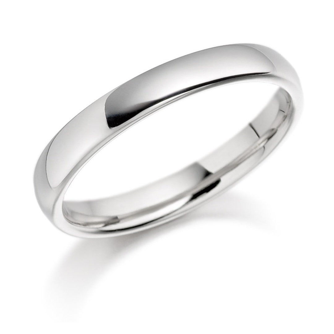 14K Solid White Gold Mens and Womens Wedding Bands, Plain Wedding Band ...