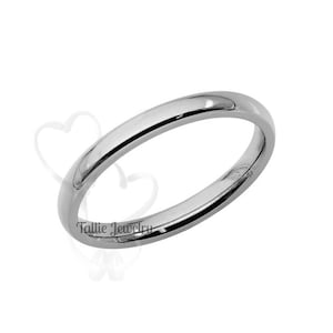 Classic Plain Wedding Bands, 2mm 10K 14K 18K Solid White Gold Wedding Band, Polished Dome Wedding Band Ring, Comfort Fit, His and Hers Ring