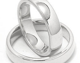 His and Hers Platinum Wedding Bands, Matching Wedding Rings Set , Plain Dome Platinum Wedding Bands