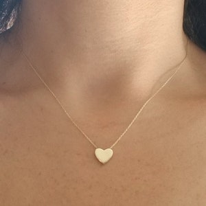 14K Yellow Gold Heart Necklace, Minimalist Heart Necklace, Floating Heart Necklace, Layering Necklace, Gifts for Her, Gold Necklace