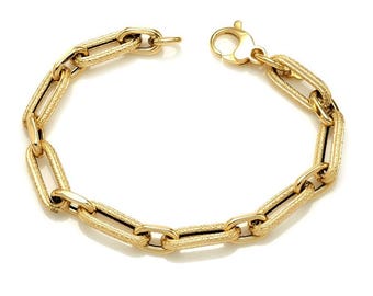 14K Yellow Gold Paperclip Bracelet, Rolo Link Bracelet, Cable Chain Bracelet, 5.6gr Gold Link Bracelet