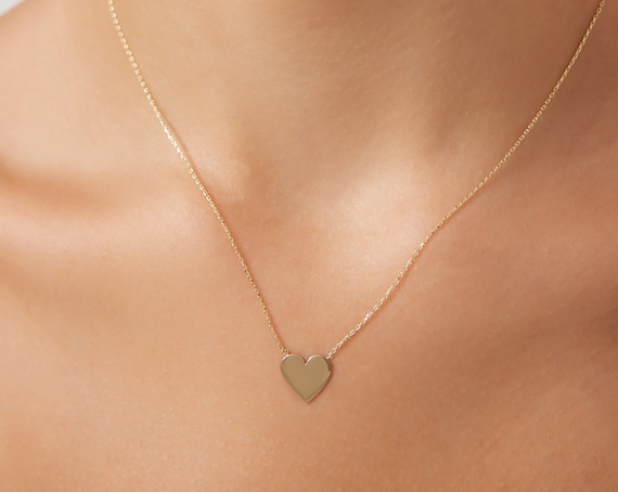 16"-17"-18" Beauniq 14k Yellow Gold Small Engravable Heart Necklace 16"-17"-18" Beauniq 14k Yellow Gold Small Engravable Heart Necklace