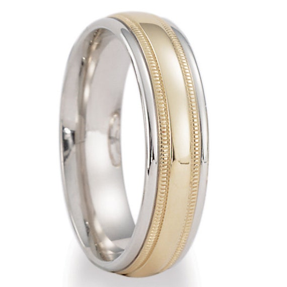 Alianzas boda de oro de dos tonos anillos boda para - Etsy
