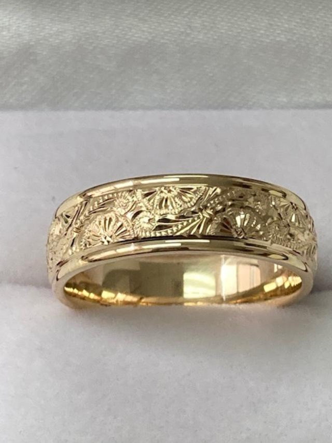 Hand Engraved Gold Wedding Bands hand Engraved Gold Wedding | Etsy