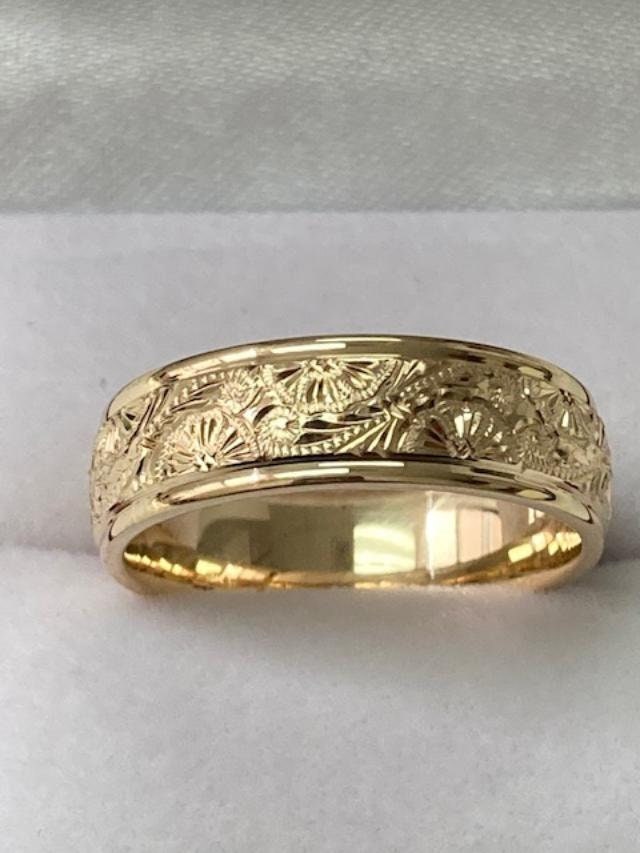 Hand Engraved Gold Wedding Bands hand Engraved Gold Wedding | Etsy