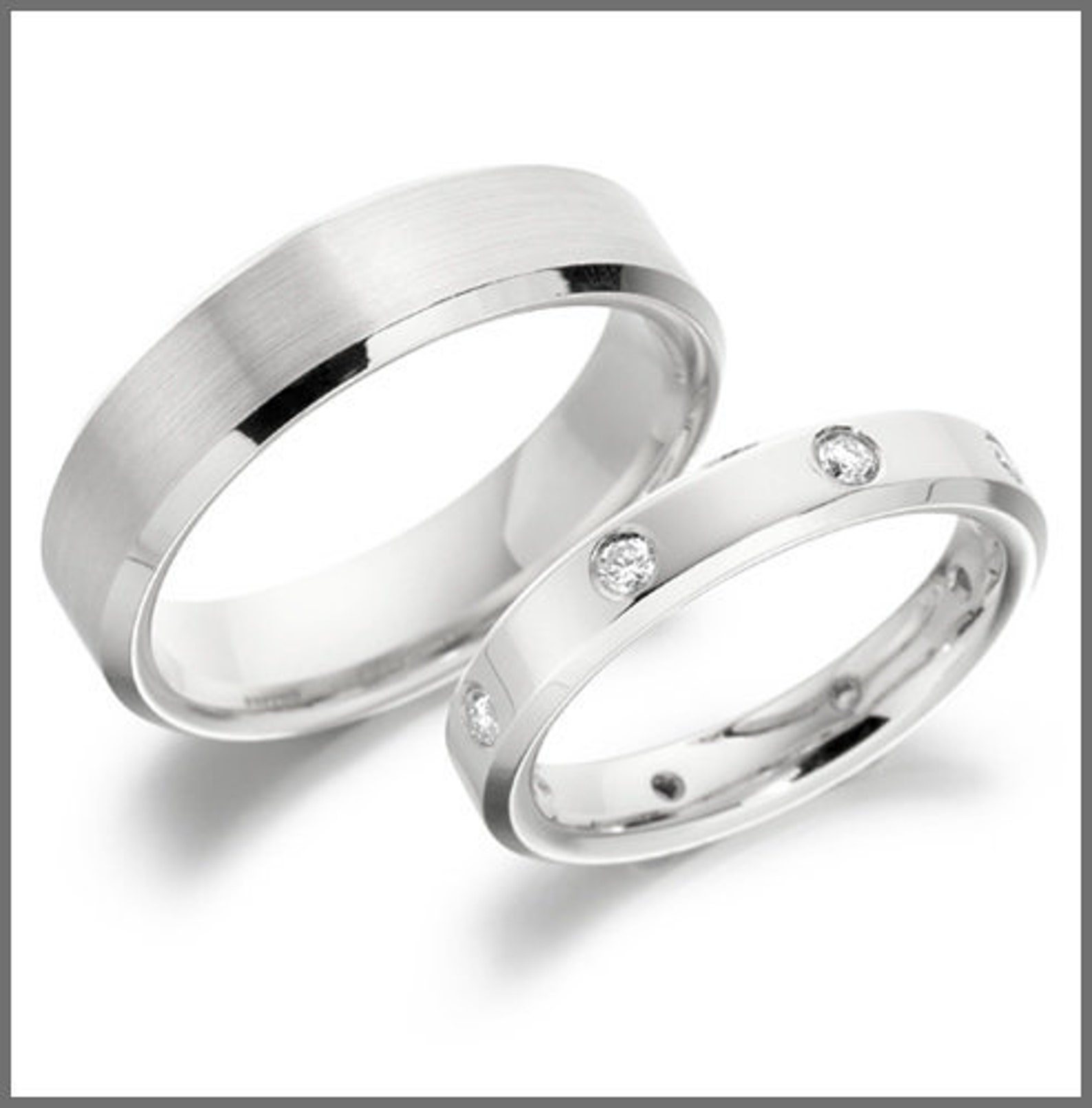 His &amp; Hers Platinum Diamond Wedding Rings Matching Wedding | Etsy