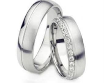 Platinum His and Hers Matching Wedding Rings Set ,His and Hers Platinum Wedding Bands,  Platinum Diamond Eternity Wedding Rings