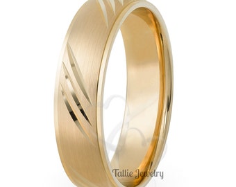 6mm 10K 14K 18K Solid Yellow Gold Mens and Womens Wedding Bands, Rings for Men, His and Hers Wedding Bands, Mens Wedding Rings