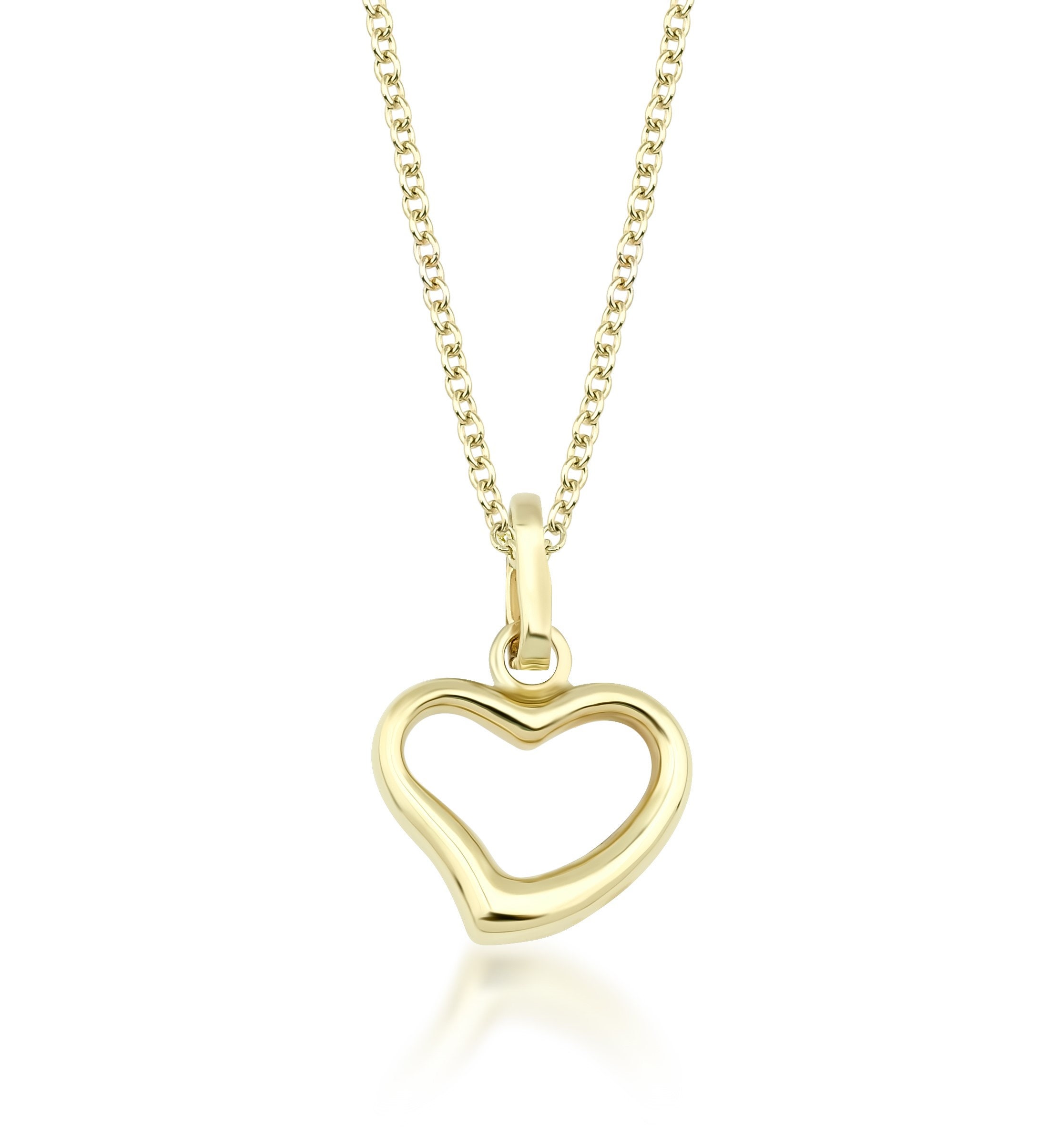 14K Solid White Gold Heart Necklace Minimalist Heart 