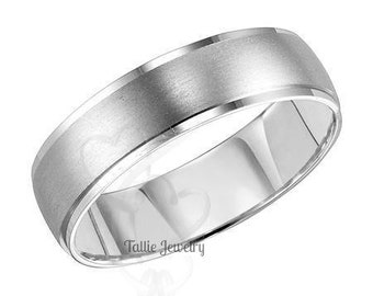 6mm 10K 14K 18K Solid White Gold Wedding Bands,  Mens Wedding Rings, Mens Wedding Bands, His and Hers Wedding Rings, Gold Wedding Band