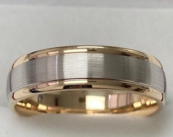 18K Yellow Gold and Platinum Mens Wedding Bands, Platinum Mens Wedding Rings, Two Tone Gold Wedding Bands, Platinum Wedding Ring