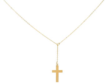 Cross Necklace, 14K Solid Yellow Gold Cross Necklace, Adjustable Dainty Cross Necklace, Minimalist Cross Necklace, Gold Necklace