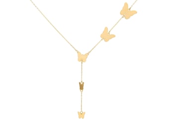 Butterfly Necklace, 14K Solid Yellow Gold Butterfly Necklace, Dainty Butterfly Necklace, Minimalist Butterfly Necklace, Gold Necklace
