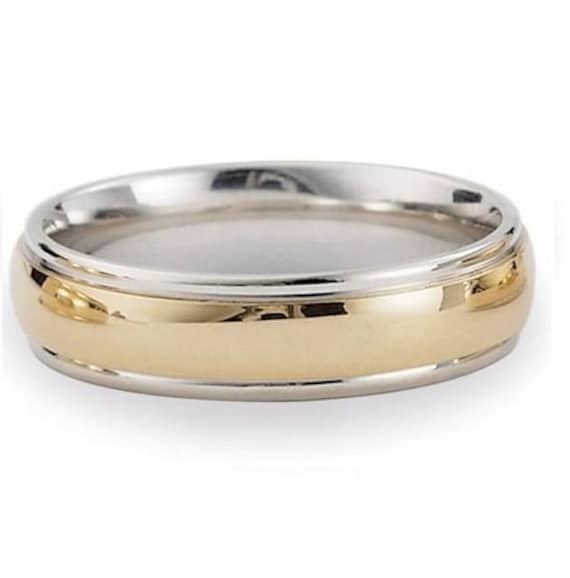 Wedding ring two tone best sale gold