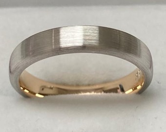 Two Tone Gold Wedding Bands, 3mm 10K 14K 18K Solid White and Yellow Gold  Mens and Womens Wedding Rings, His and Hers Wedding Bands