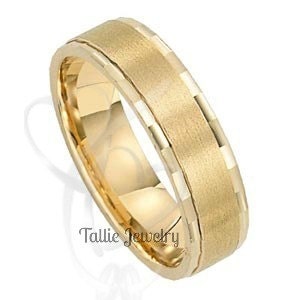 Mens Yellow Gold Wedding Bands, 6mm 10K 14K 18K Solid Gold Mens Wedding Ring,  Satin Finish Mens Wedding Band