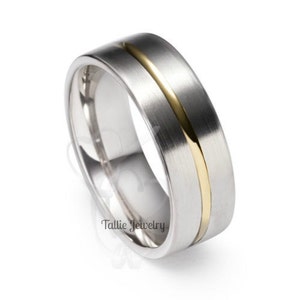 6mm 10K 14K 18K Solid White and Yellow Gold Wedding Bands, Mens Wedding Ring, Mens Wedding Band, Two Tone Gold Wedding Rings, Rings for Men