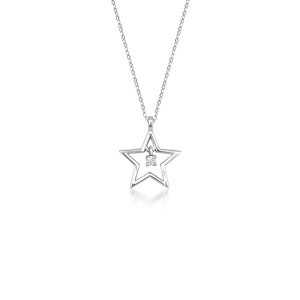 14K Solid White Gold Diamond Star Necklace ,Small Diamond Star Necklace ,Minimalist Star Pendant, Diamond Necklace, Gold Necklace