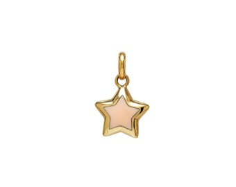 14K Yellow Gold Puffed Star Pendant or Necklace, Pink Puffed Star Necklace, Star Pendant, Minimalist Star Necklace, Gifts for Her