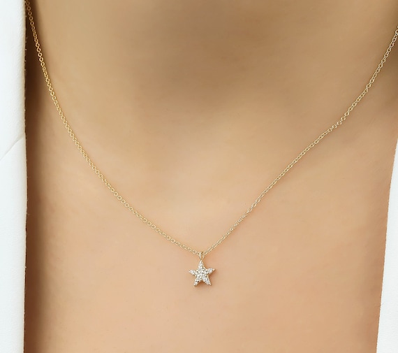Diamond star necklace shop yellow gold