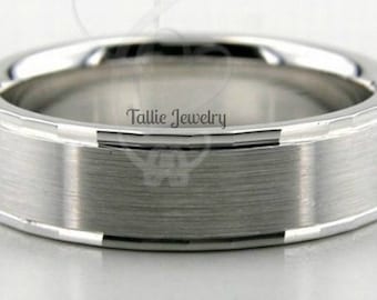 Platinum Mens Wedding Bands, Platinum Mens Wedding Rings , 6mm Satin Finish Platinum Wedding Bands, Platinum Rings, Rings for Men