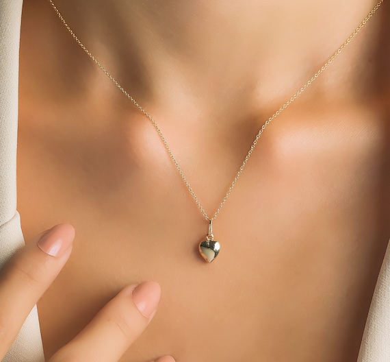 14K Yellow Gold Puffed Heart Necklace, Shiny Puffed Heart Pendant, Minimalist Puff Heart Necklace, Gold Heart Necklace, Valentines Days - Etsy 14K Yellow Gold Puffed Heart Necklace, Shiny Puffed Heart Pendant, Minimalist Puff Heart Necklace, Gold Heart Necklace, Valentines Days - Etsy